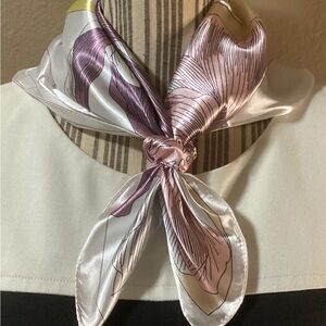Elegant Pink and White Silk Scarf